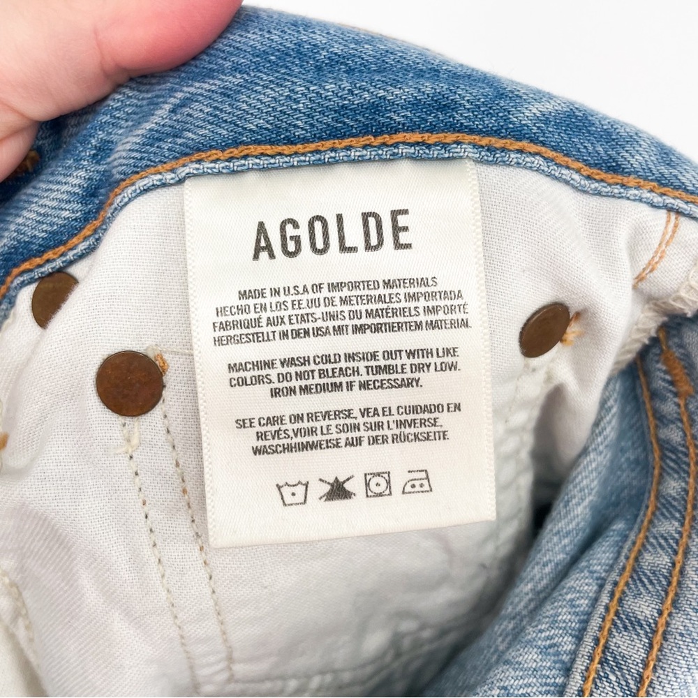 Agolde Riley High Rise Straight Leg Distressed Jeans Size 24 - Picture 10 of 12
